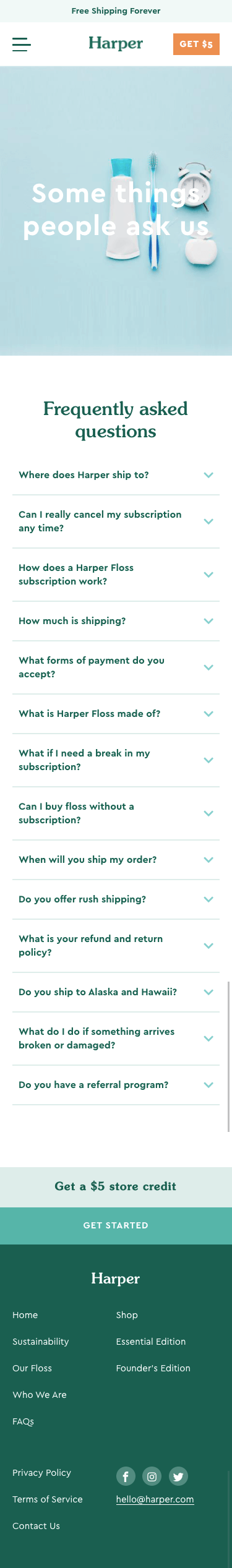 FAQ Page mobile-view